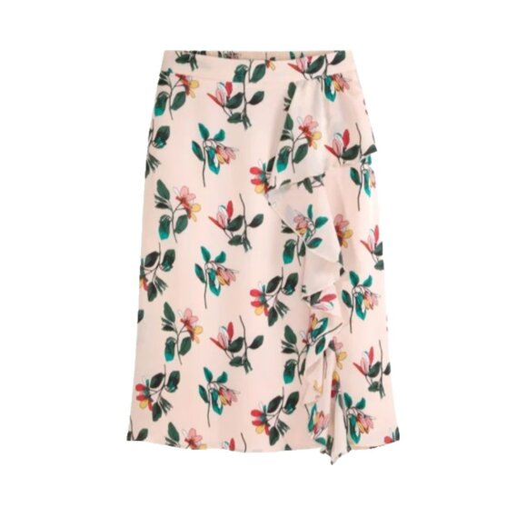 Ted Baker Dresses & Skirts - Ted Baker Women's Floral Ruffle Skirt Pink Multicolor Sz Med Lined Pull On NWT